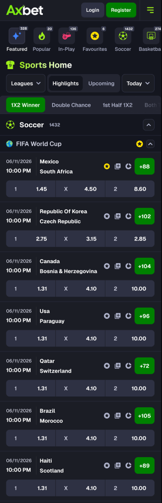 AXBET mobil — spor ana sayfası